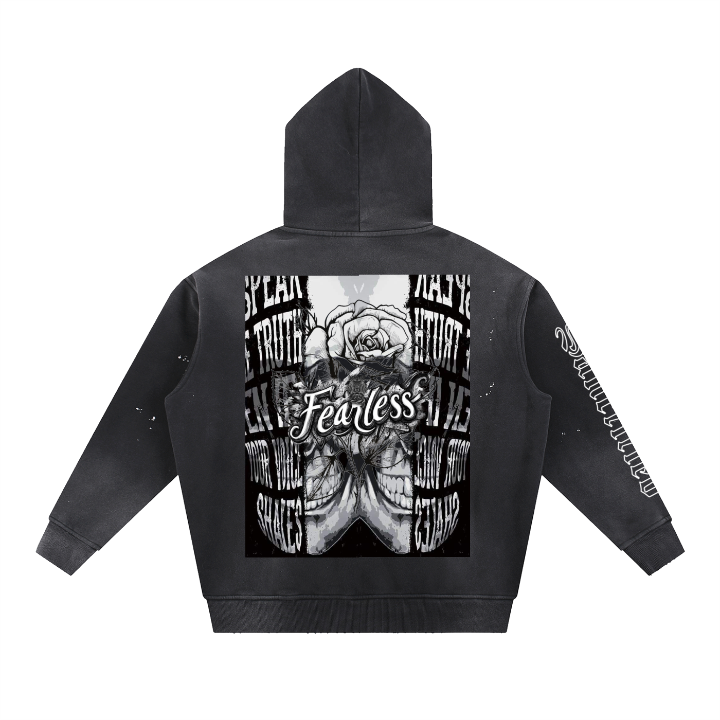 Vintage Washed Frayed Fleece Hoodie