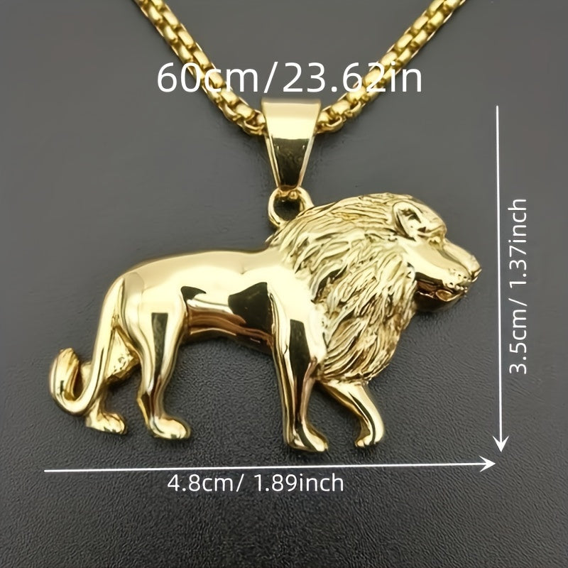 Golden Lion Animal Pendant Necklace