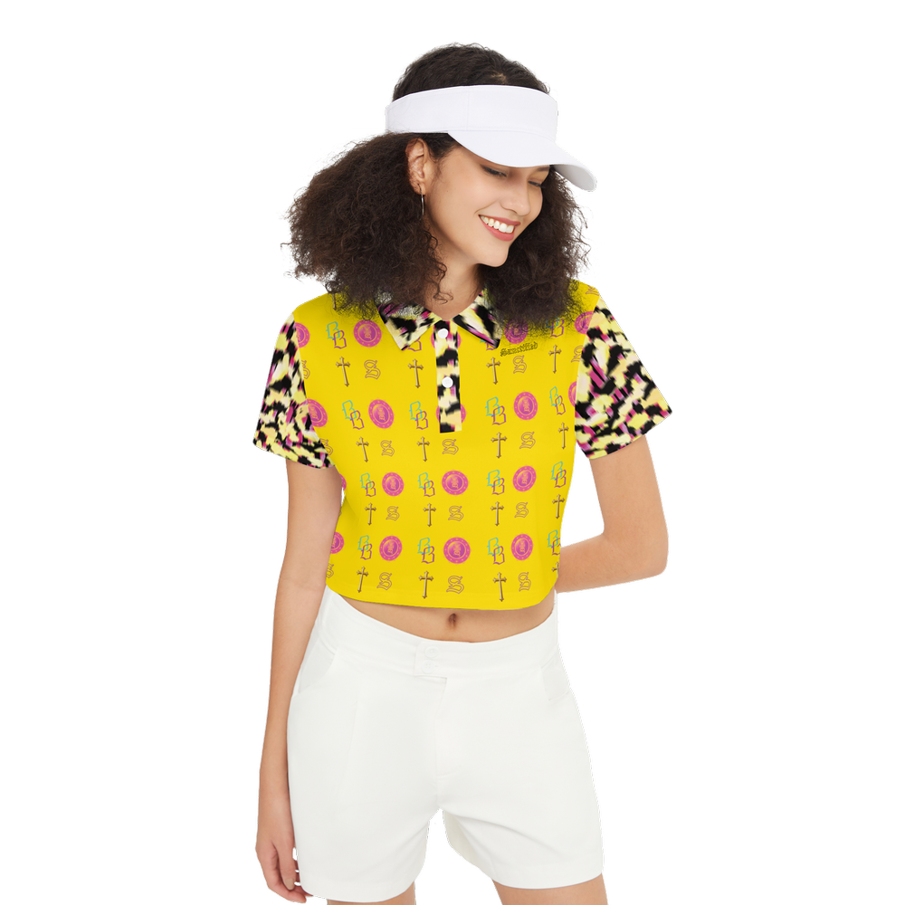 SANCTIFIED SIGNATURE- Women's Short-Sleeve Crop Polo Shirt-Heavyweight 225g