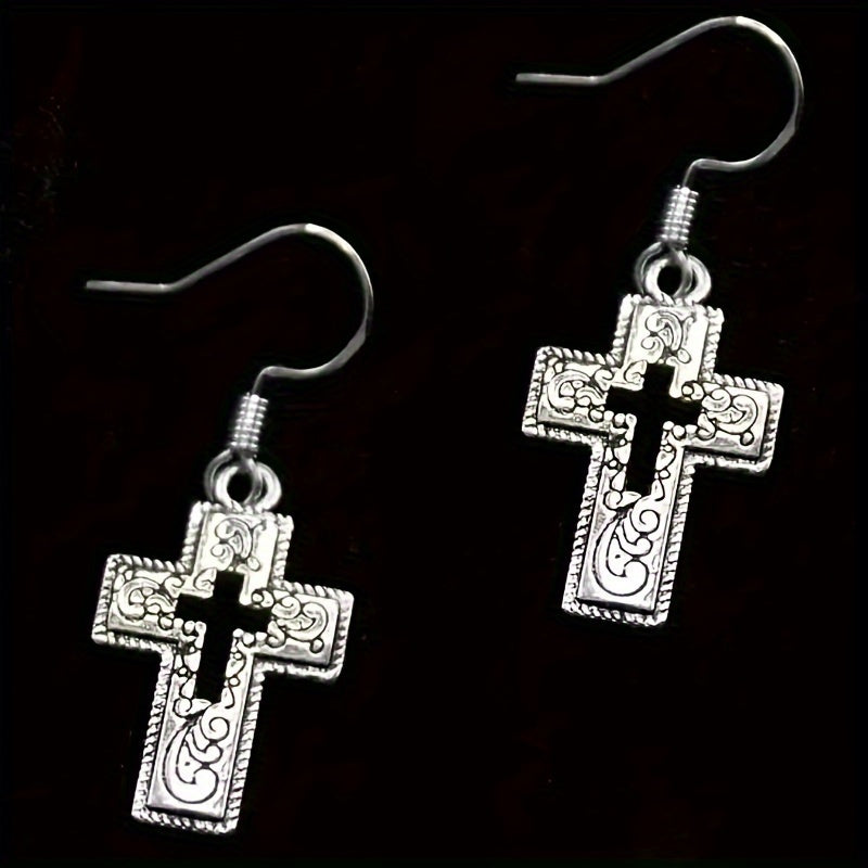 Hollow Cross Pendant Earrings