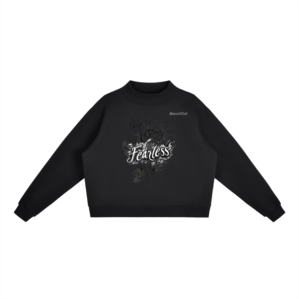 FEARLESS- Essential Fleece Mock-Neck Crew Sweatshirt