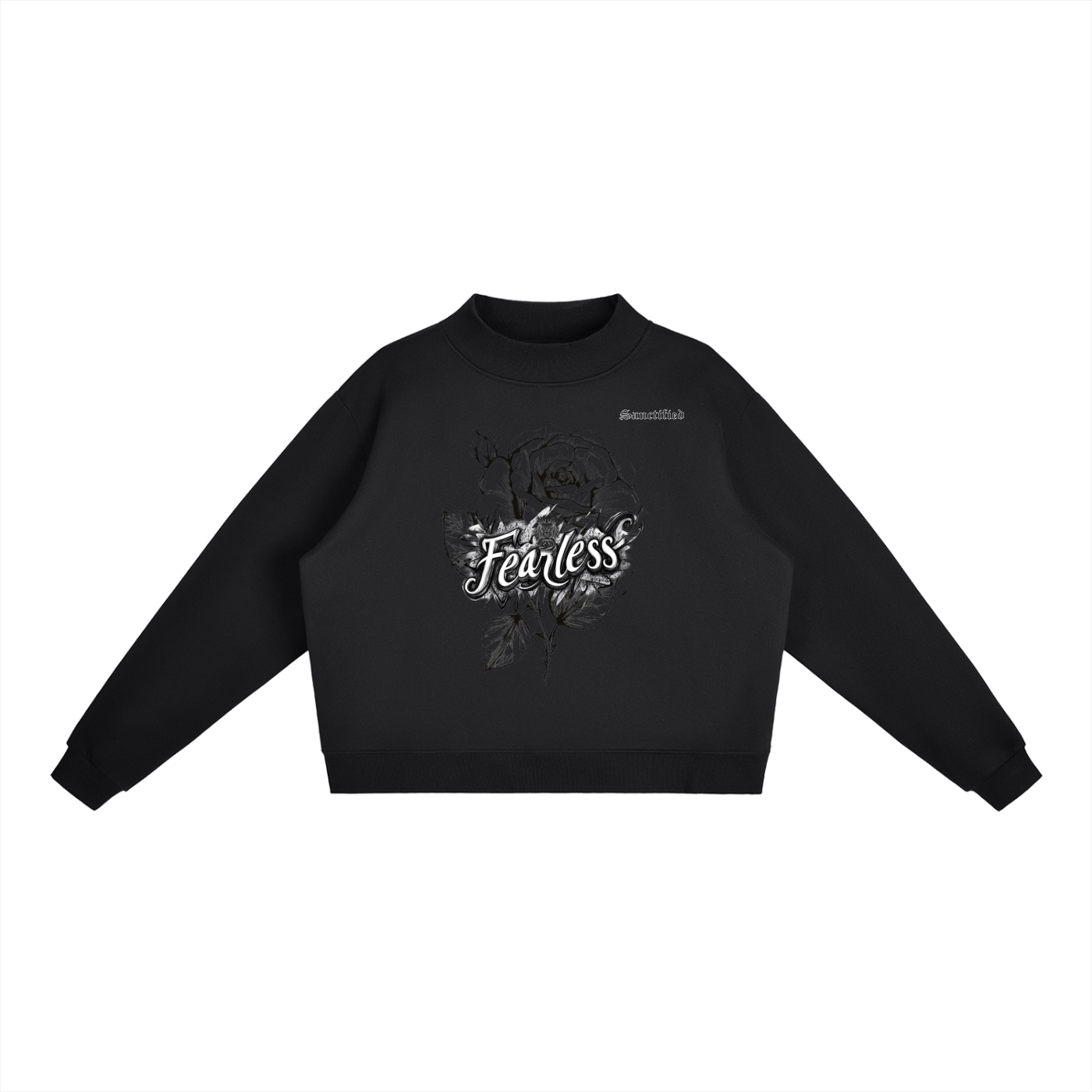 FEARLESS- Essential Fleece Mock-Neck Crew Sweatshirt