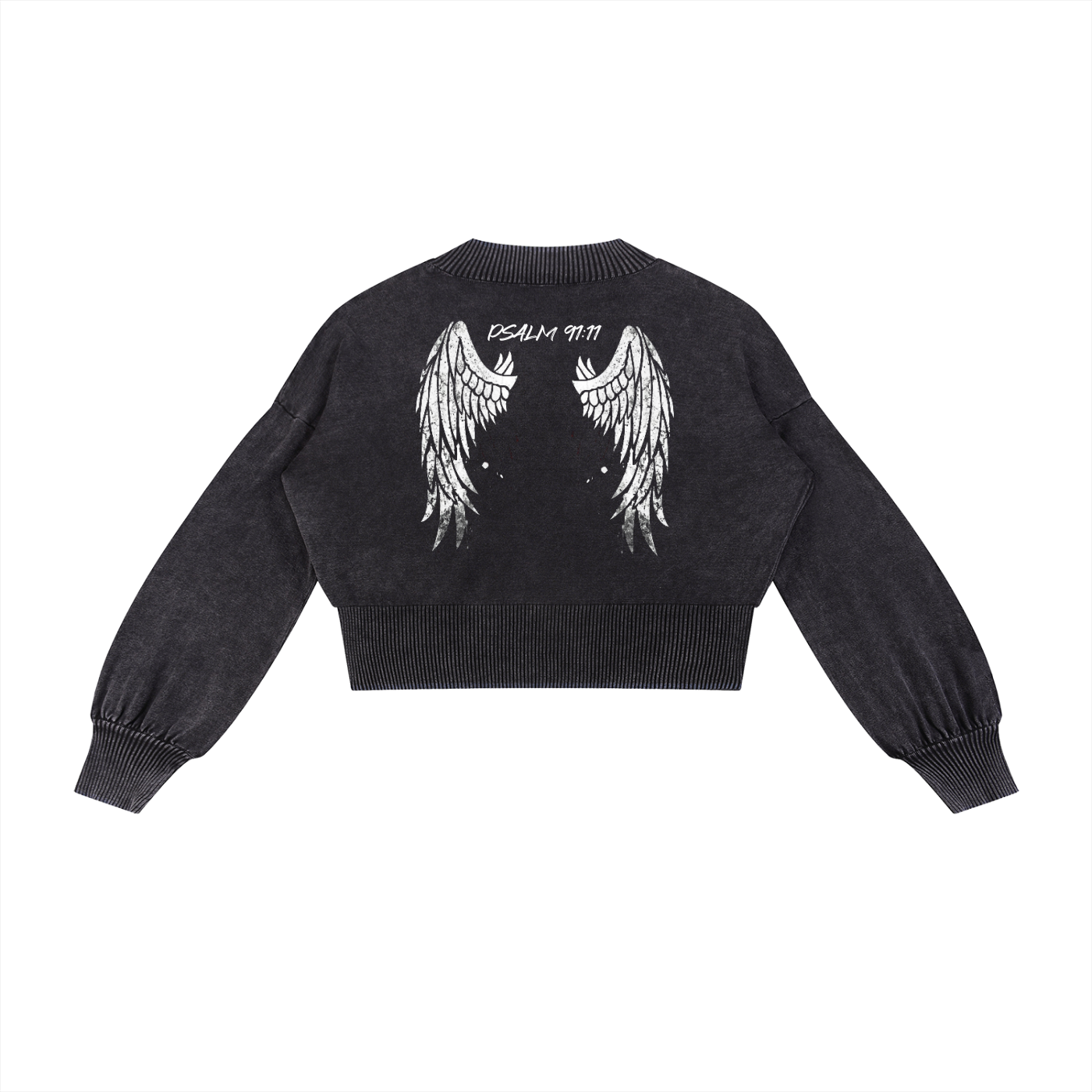 Fearless- Mineral Wash Balloon Sleeve Cropped Sweater
