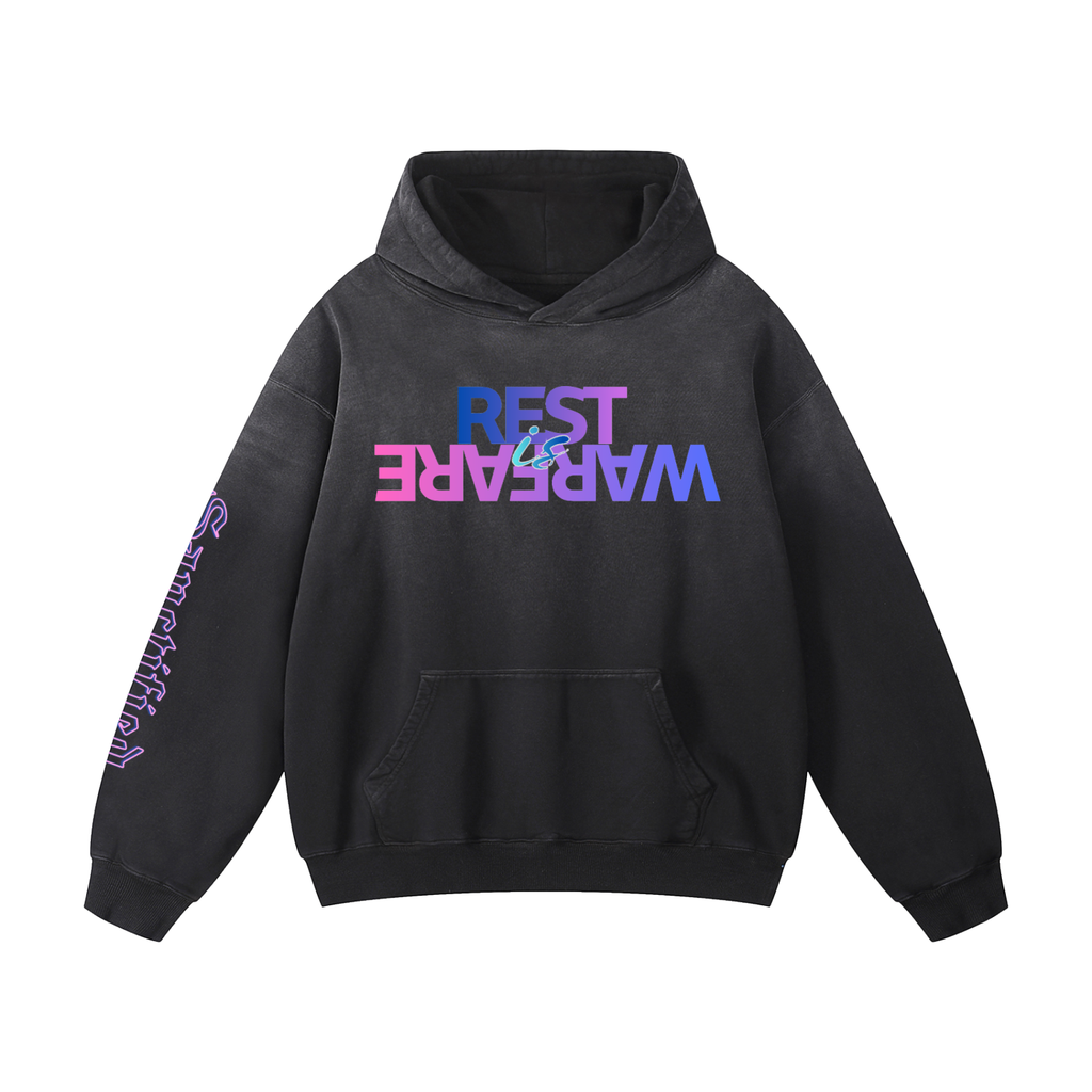 Rest is Warfare- Heavyweight Sunfade Oversized Hoodie
