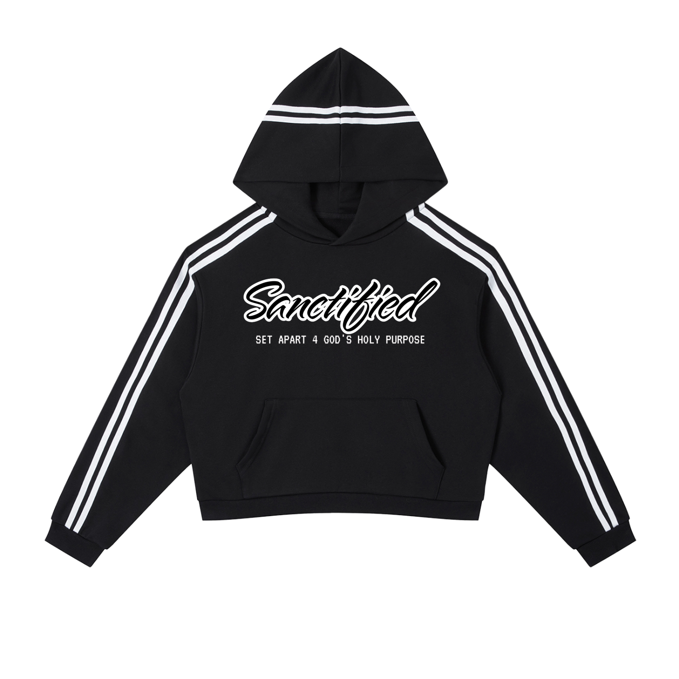 Contrast Side Stripe Cropped Hoodie