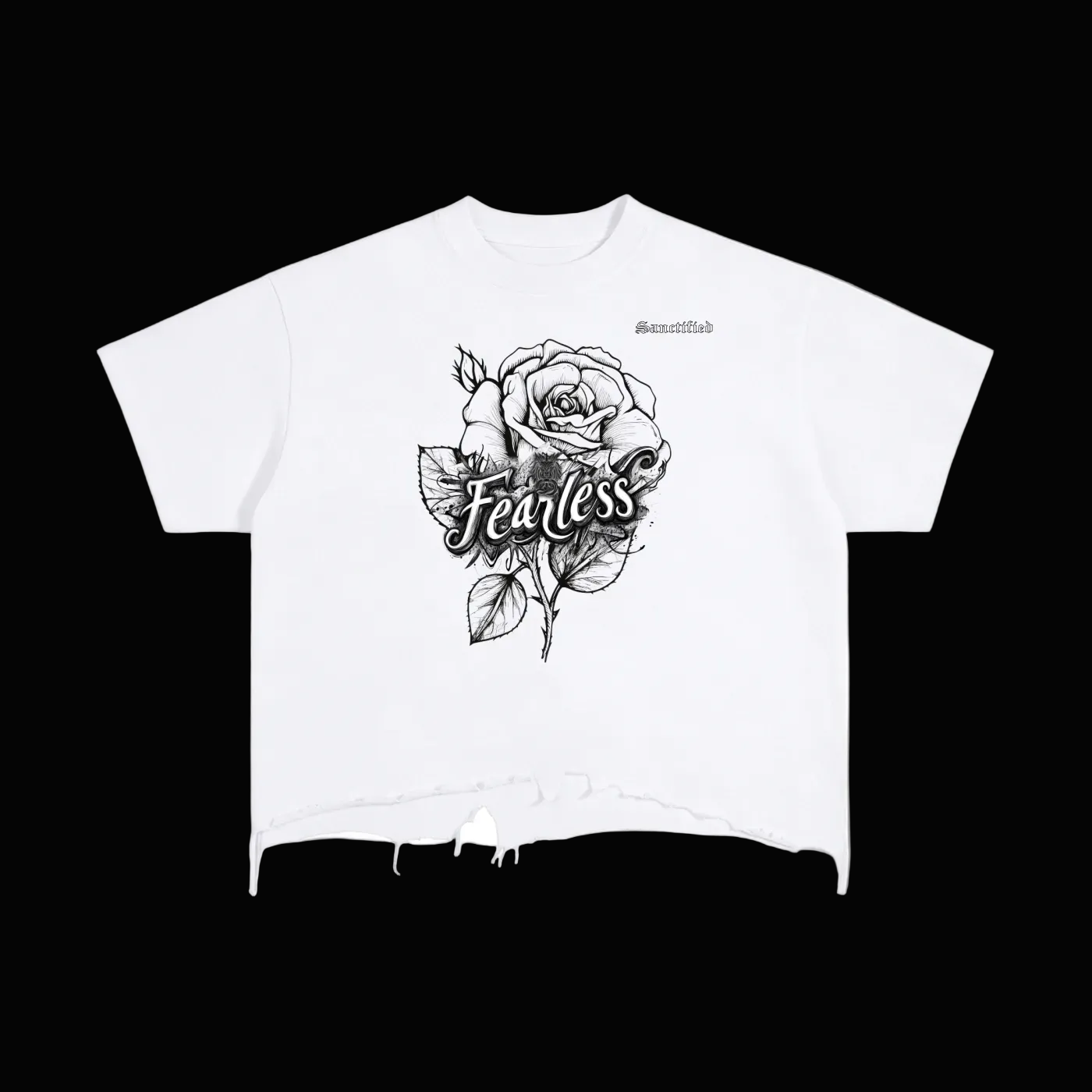 FEARLESS- Vintage Wash Boxy Distressed Hem T-Shirt