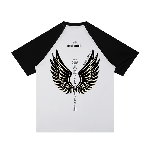 Contrast Raglan Sleeve Mesh T-Shirt