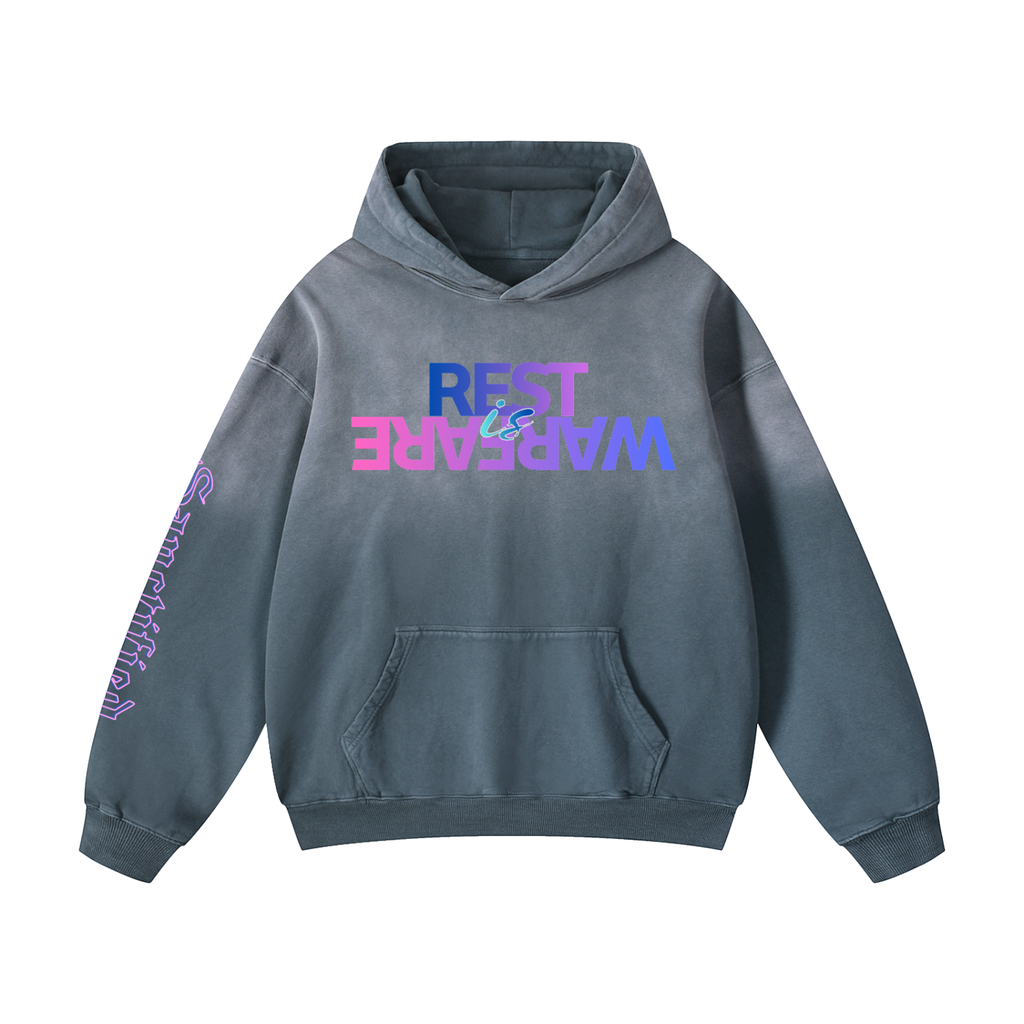Rest is Warfare- Heavyweight Sunfade Oversized Hoodie