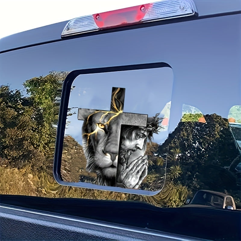 Lion Cross Decal Sticker Car
