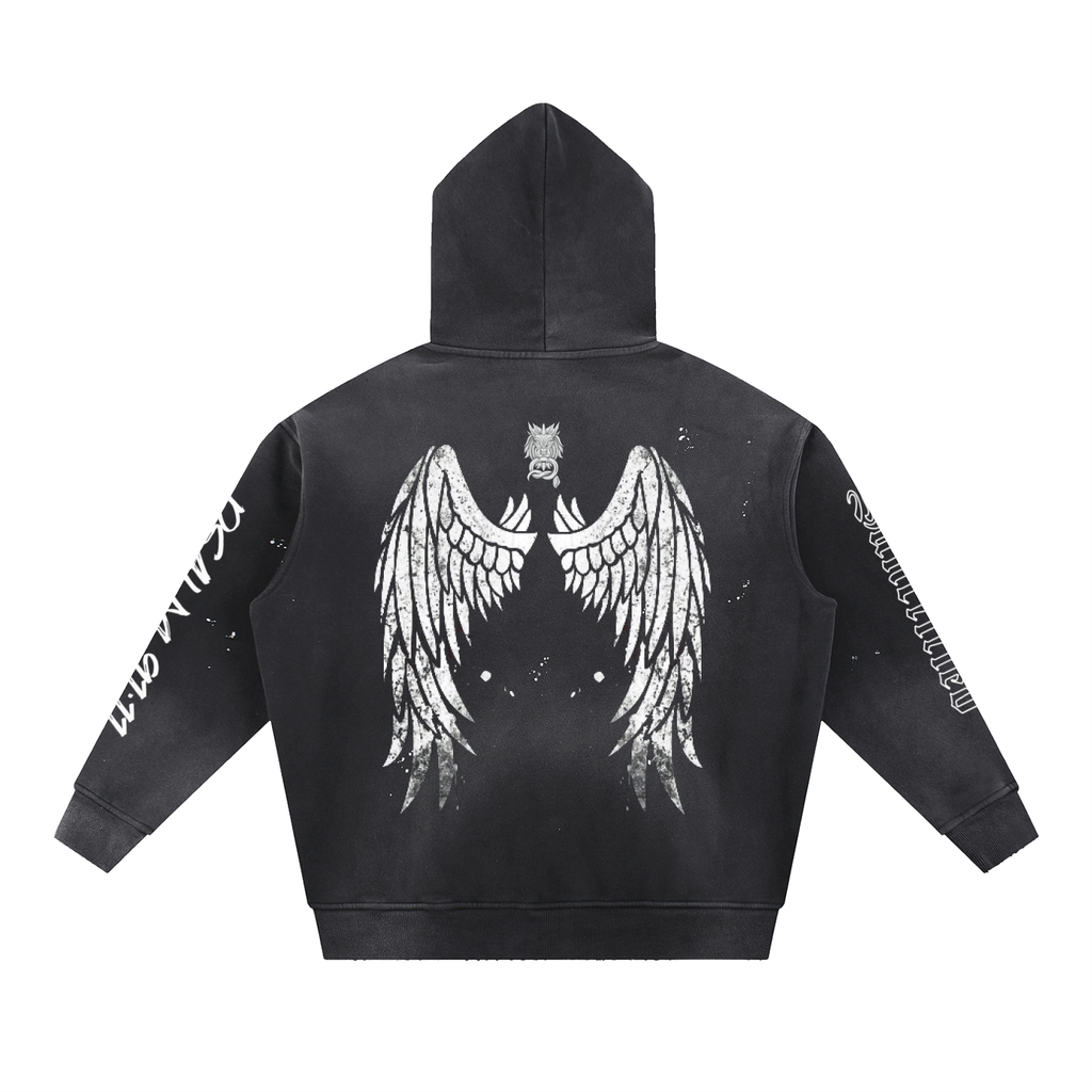 FEARLESS- Vintage Washed Frayed Fleece Hoodie