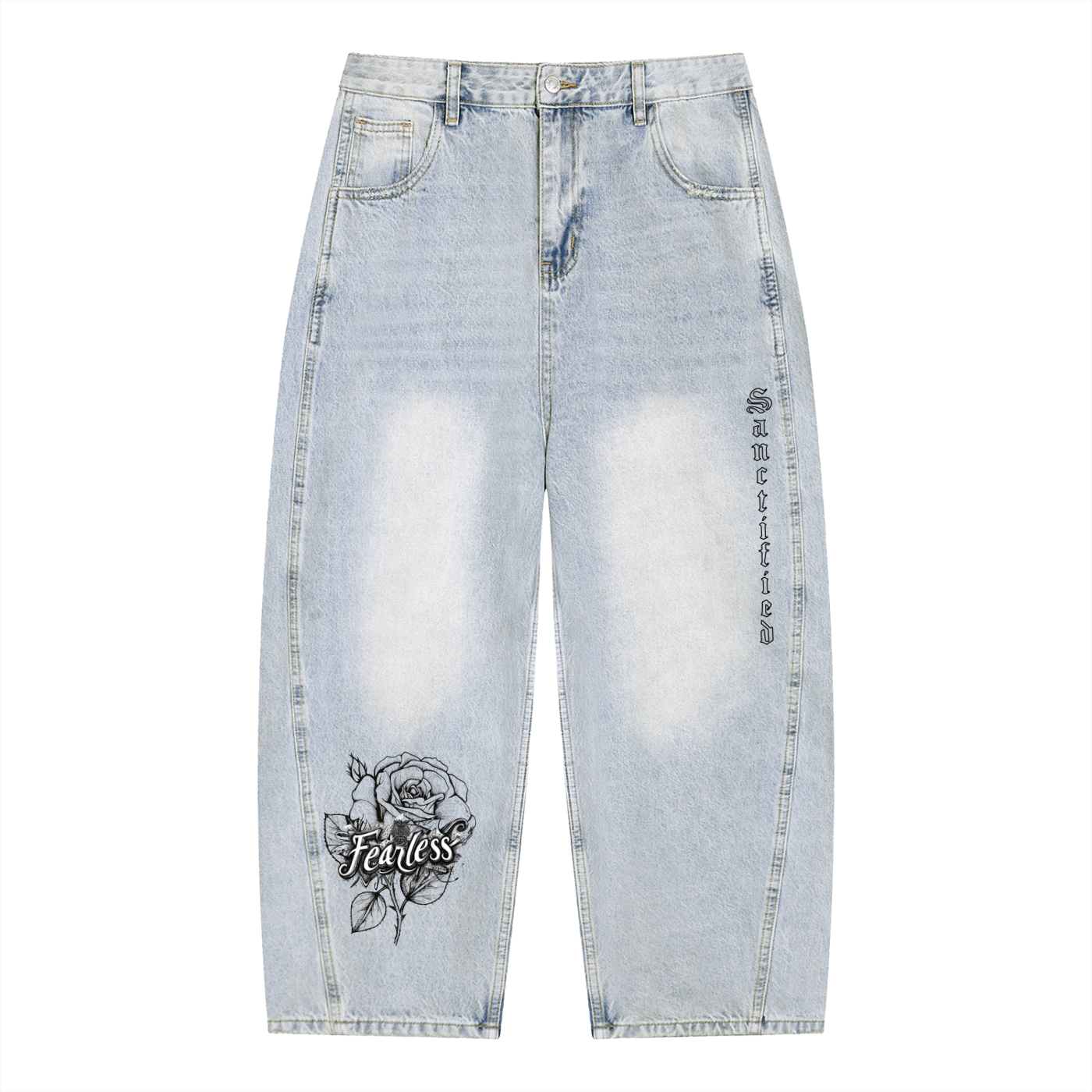 Fearless- Men's Vintage Wash Sunfade Barrel Leg Jeans