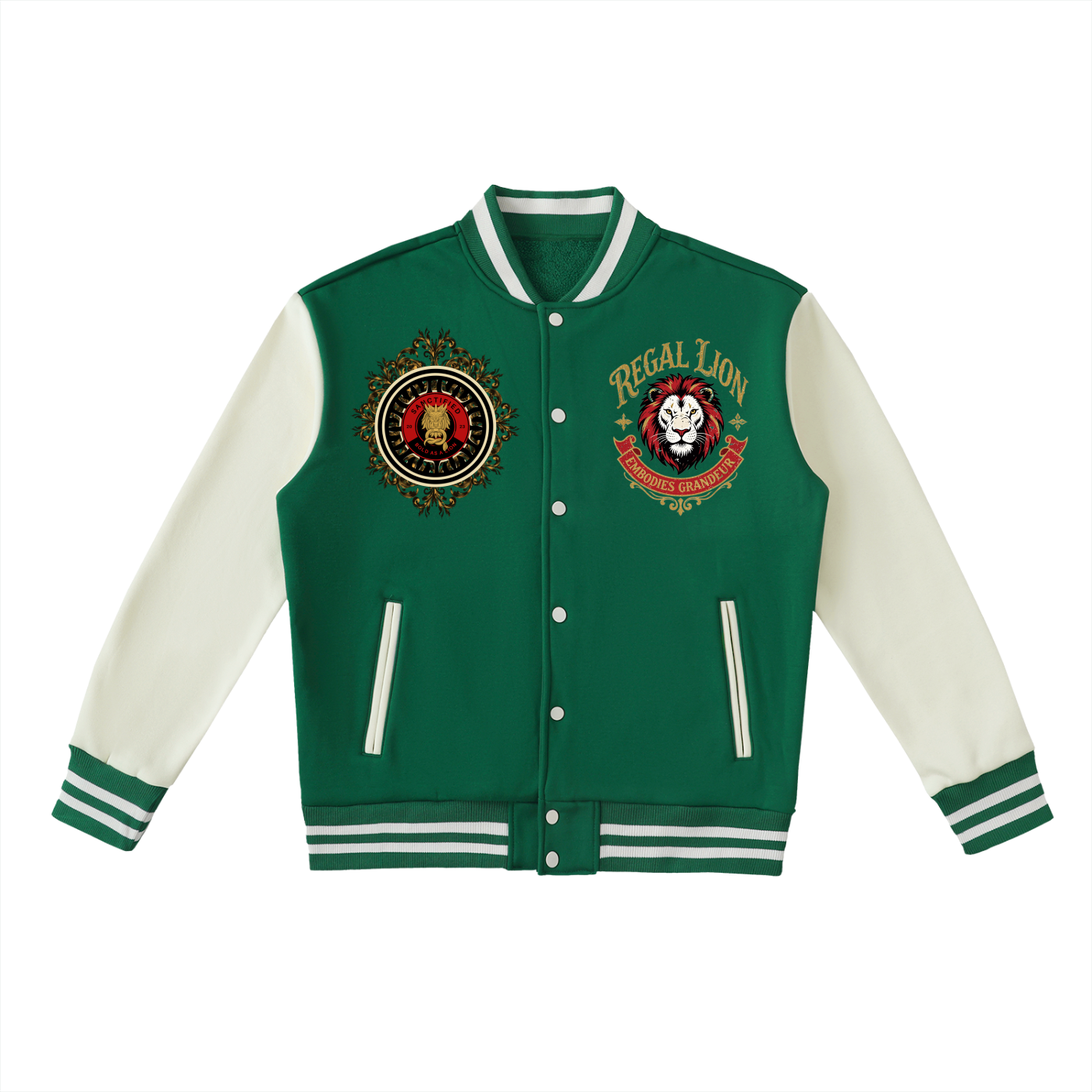 BOLD AS A LION- Two-Tone Fleeced Varsity Jacket