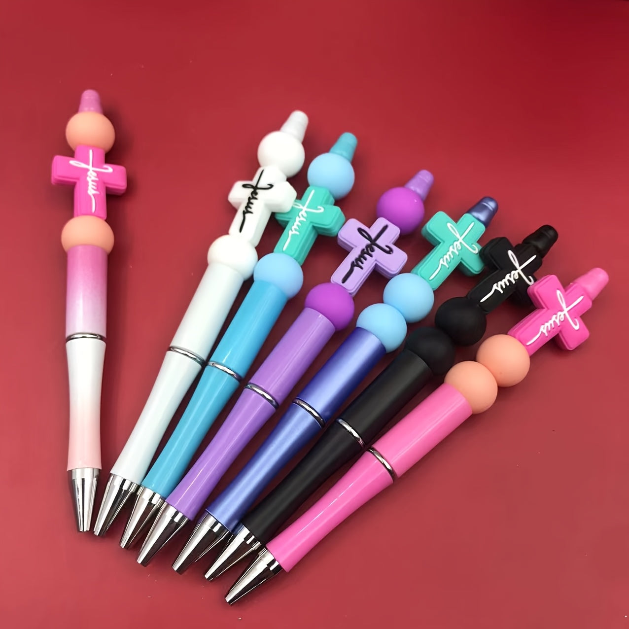7pcs Silicone Cross Ballpoint Pen Set