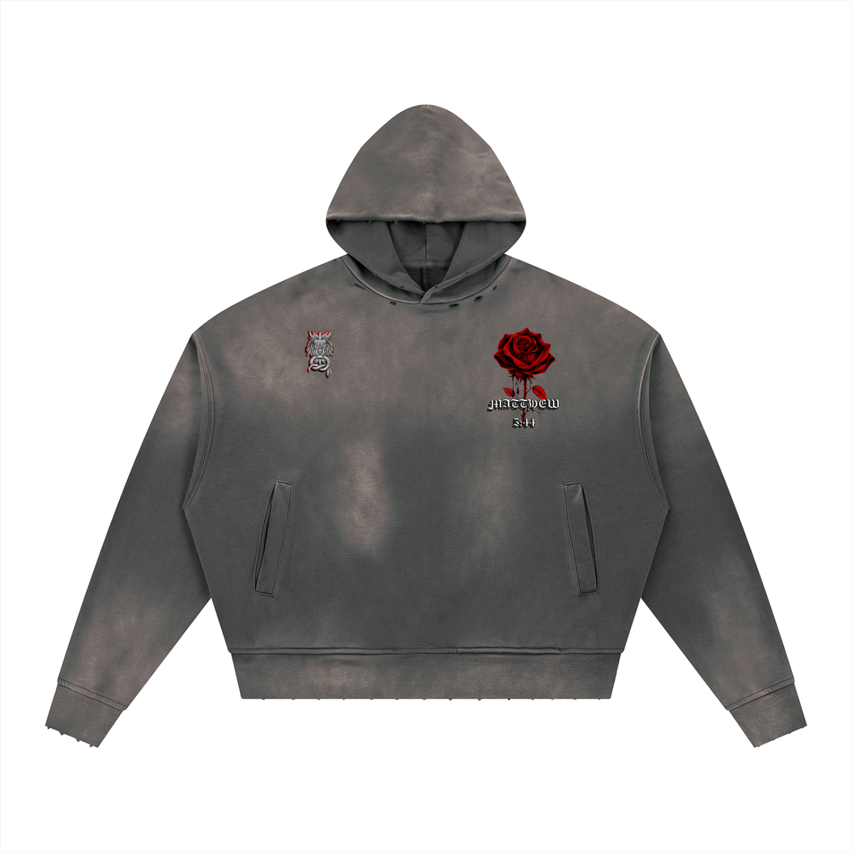PRAY FOR YOUR ENEMIES- Unisex Sunfade Distressed Boxy Hoodie