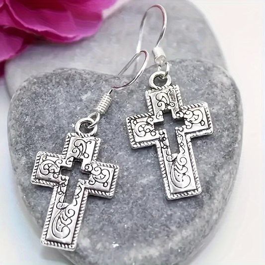 Hollow Cross Pendant Earrings