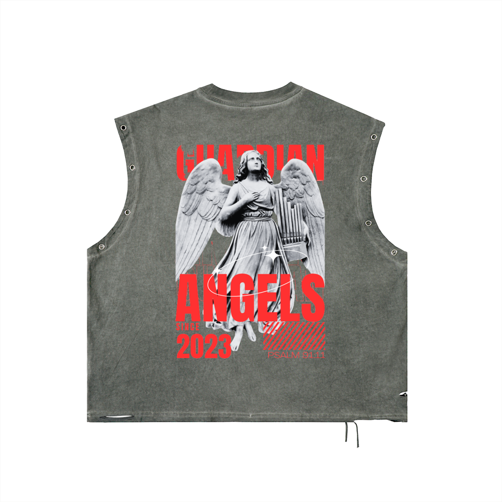 FEARLESS- Distressed Grommet Eyelet Tank Top
