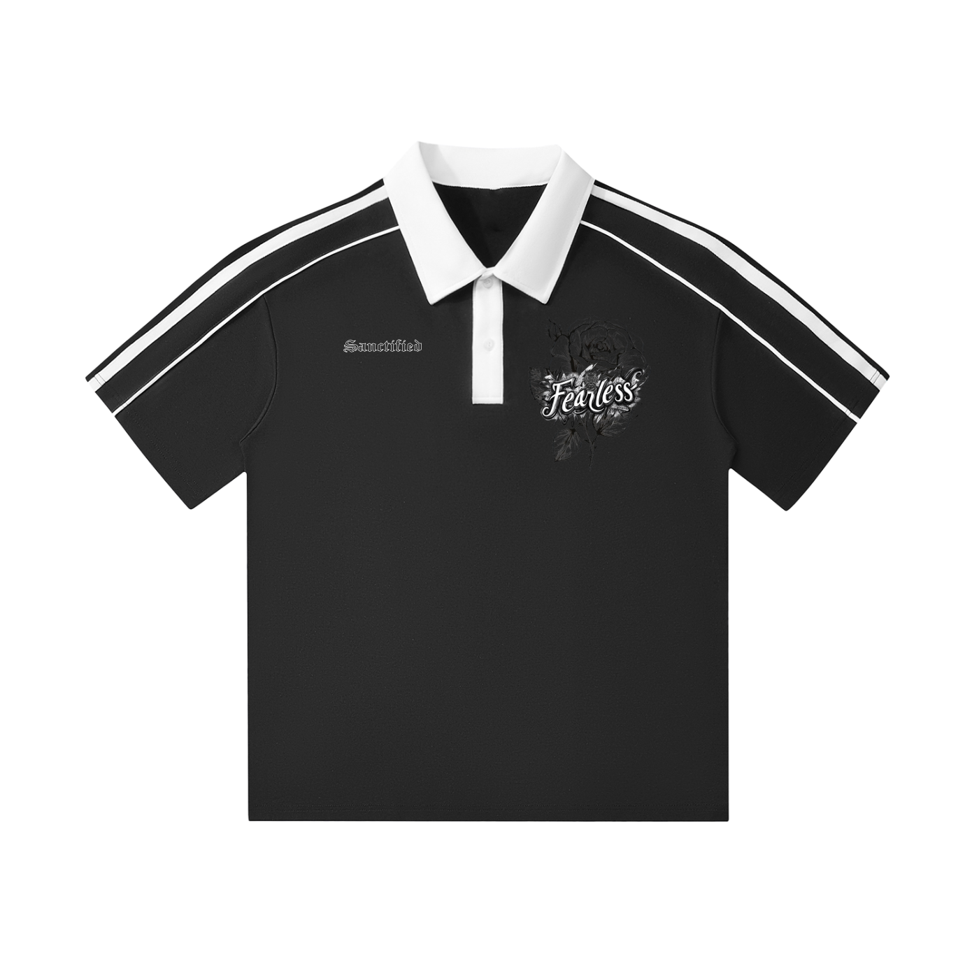 FEARLESS- Contrast Collar Short-Sleeve Polo Shirt