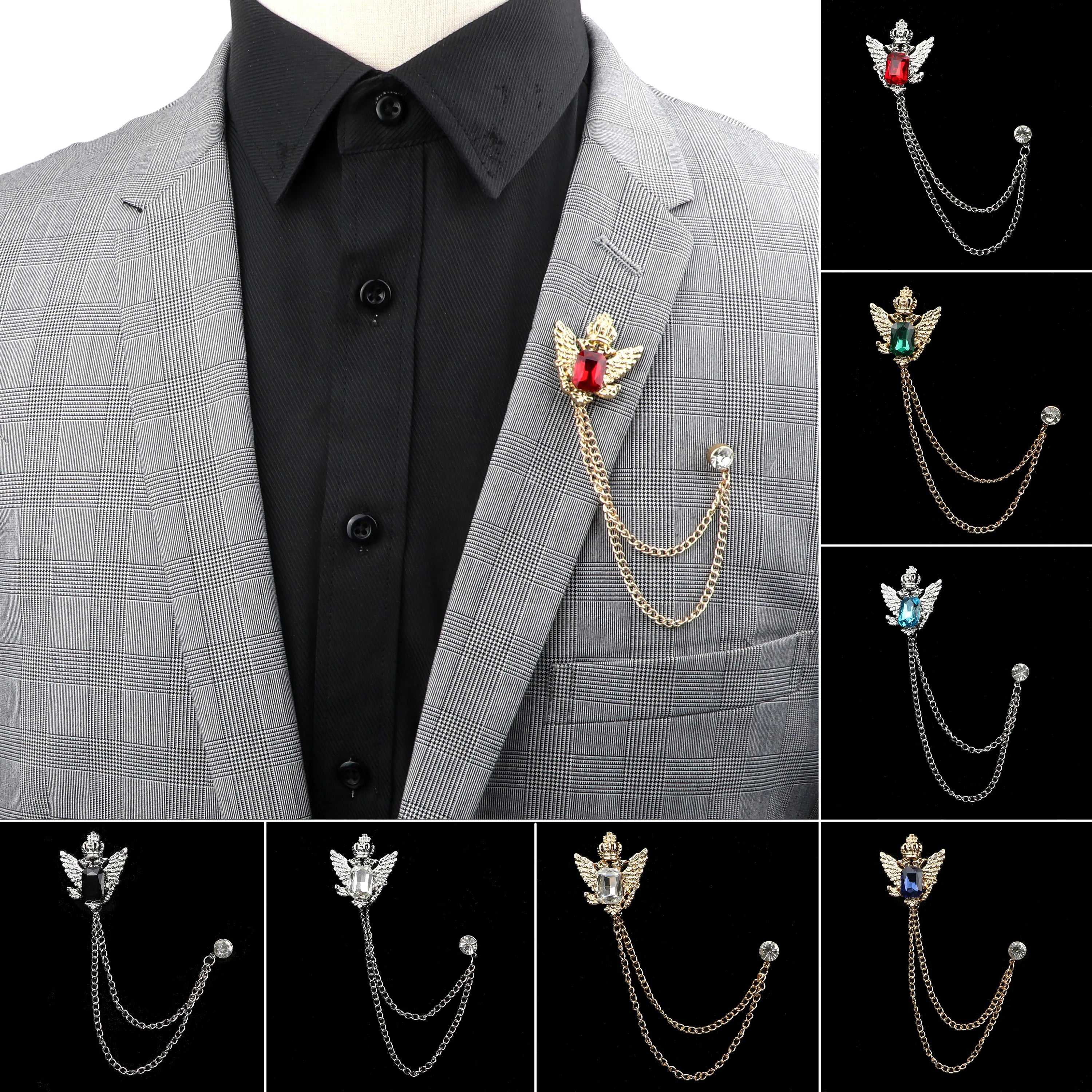 Crystal Tassel Chain Pin
