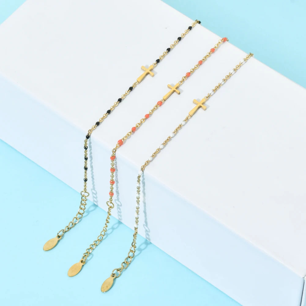 Stainless Steel Gold Color Cross Bracelet