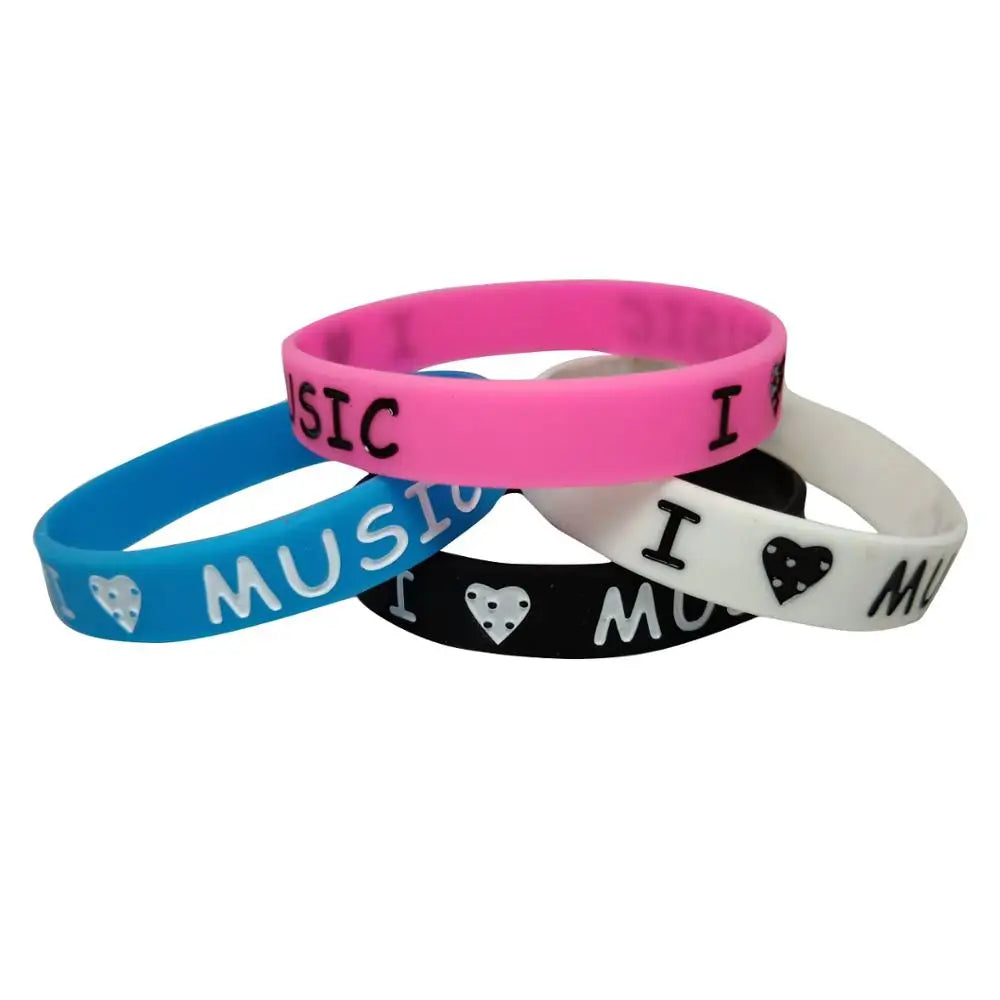 1PC  I Love Music Silicone Wristband