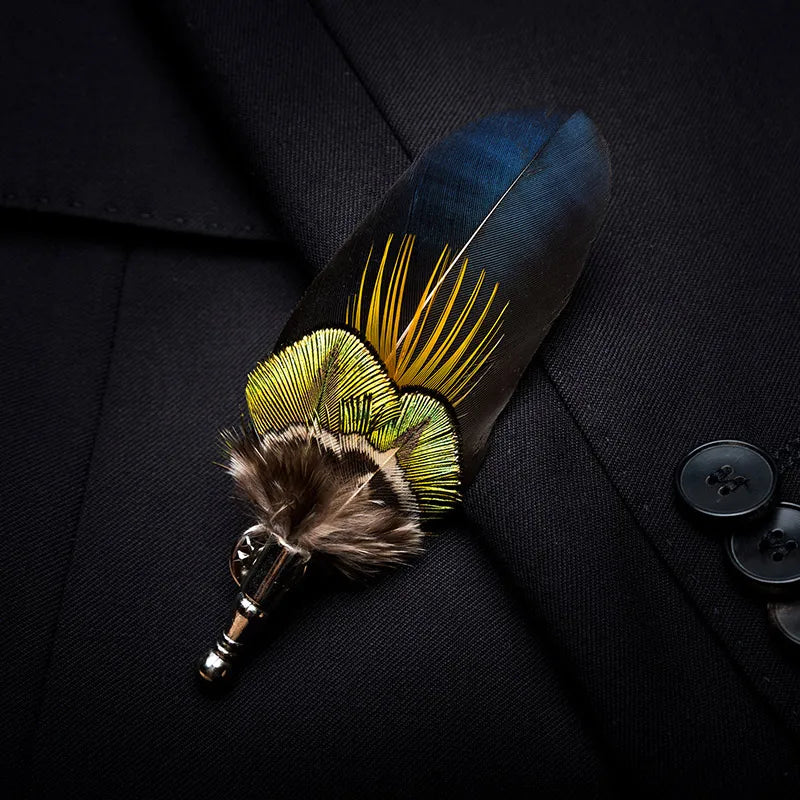 100% feather lapel pin
