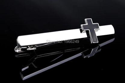 MMS Tie Clips & Cufflinks Black Color Fashion Novelty Cross Movie Design Tie Clips High Quality Alloy Jewelry For Men Gift