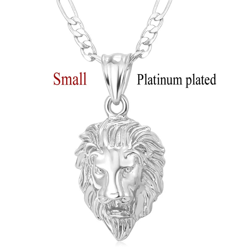 Lion Head Pendant & Necklace Gold/Silver