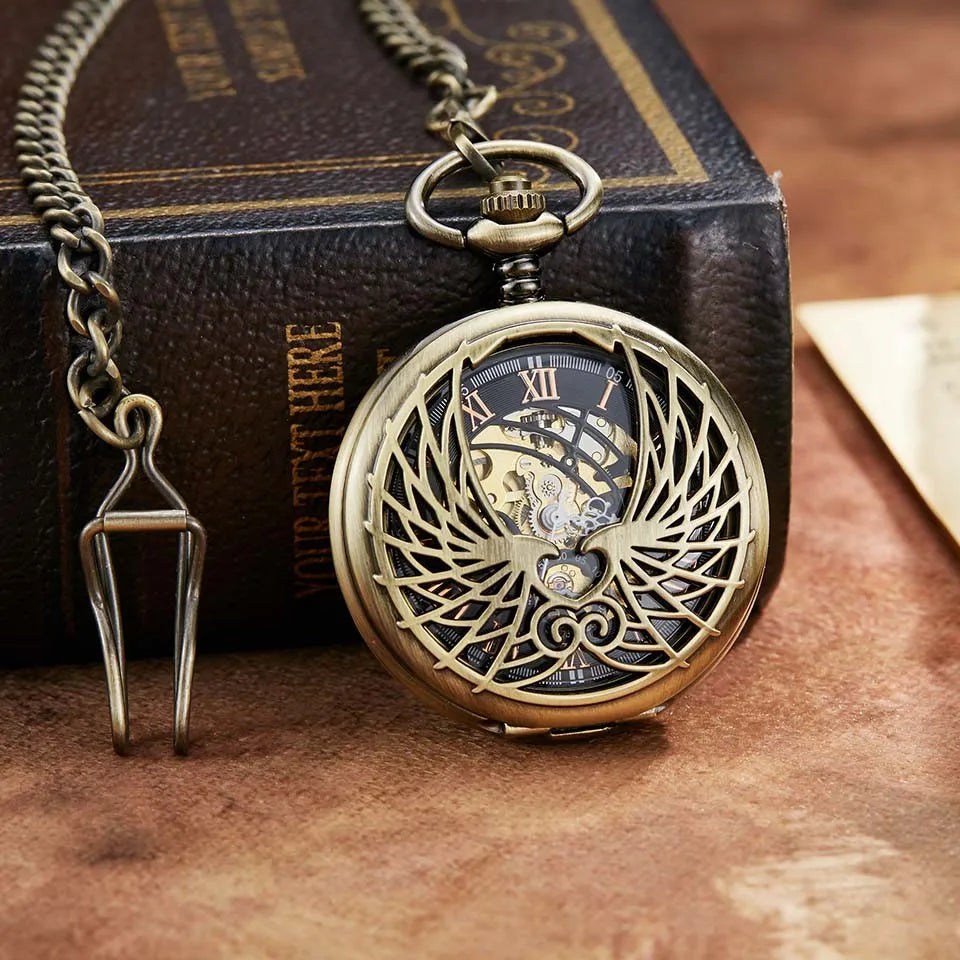 EAGLE Wings Mechanical Pocket Watch WITH Chain