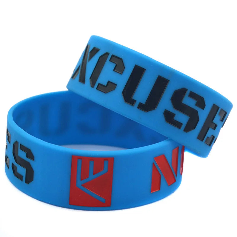 1 PC No Excuse Motivation Silicone Wristband 1 Inch Wide Adult Size