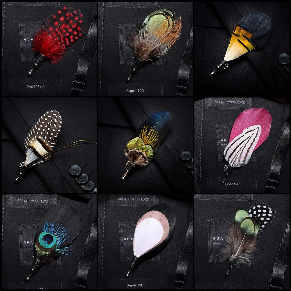 100% feather lapel pin