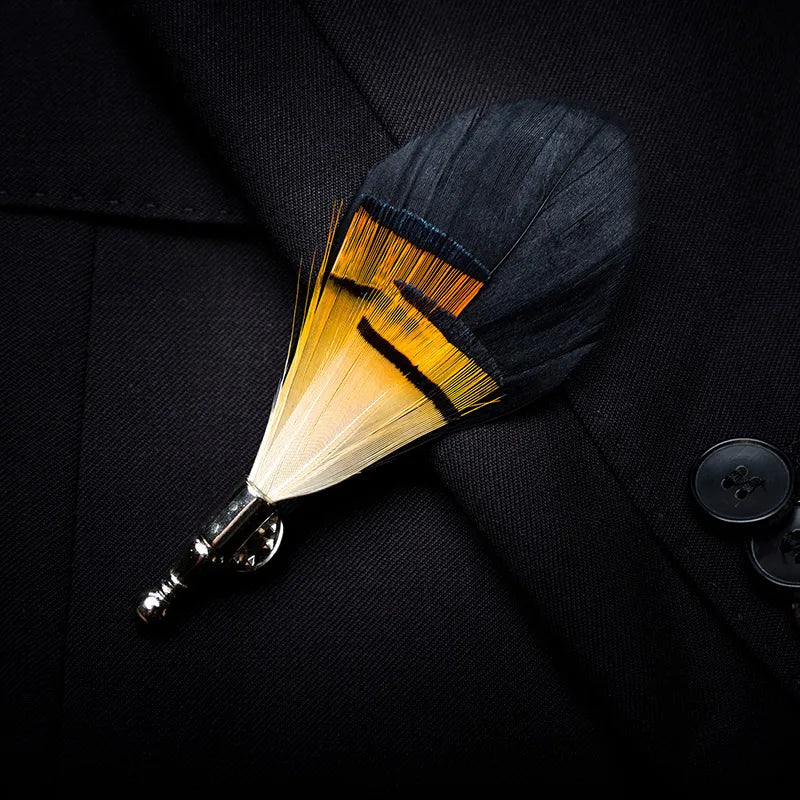100% feather lapel pin