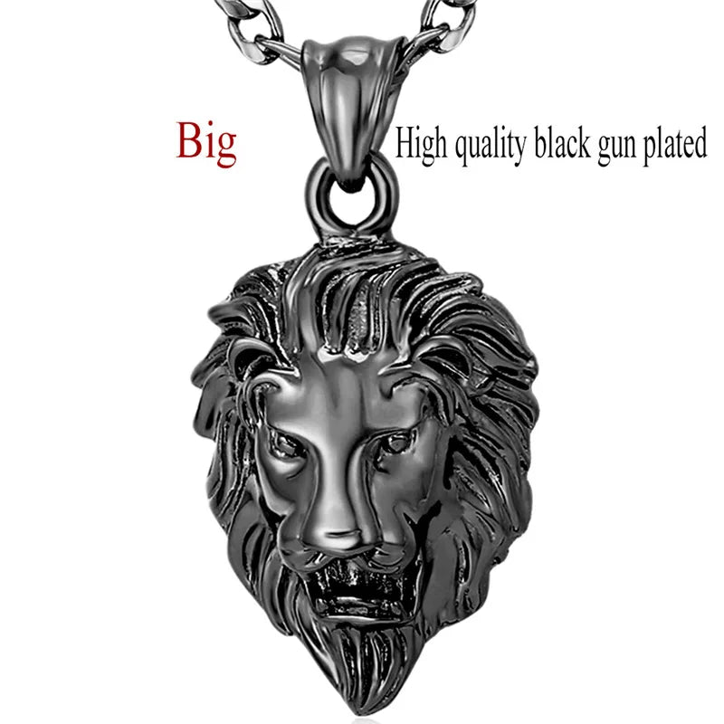Lion Head Pendant & Necklace Gold/Silver