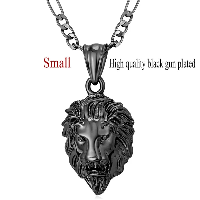 Lion Head Pendant & Necklace Gold/Silver