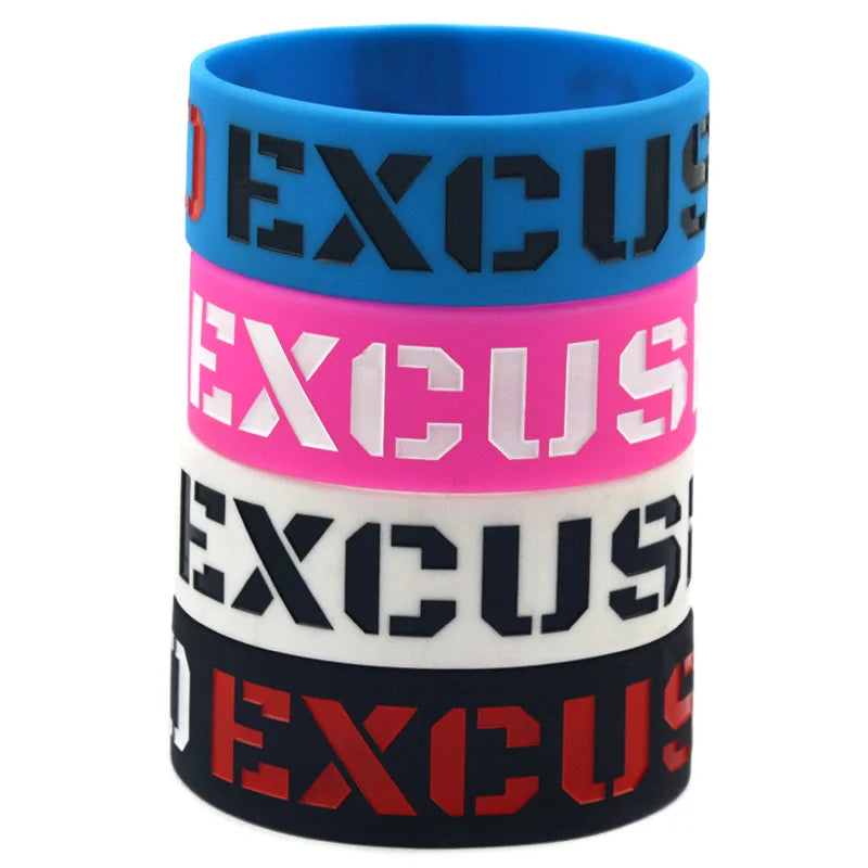 1 PC No Excuse Motivation Silicone Wristband 1 Inch Wide Adult Size