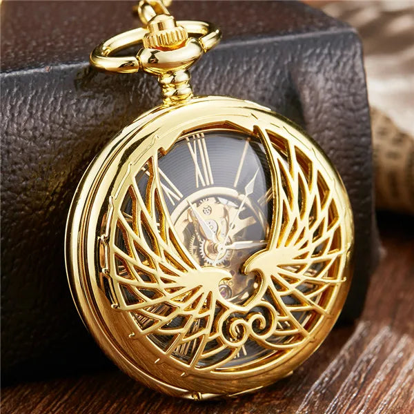 EAGLE Wings Mechanical Pocket Watch WITH Chain