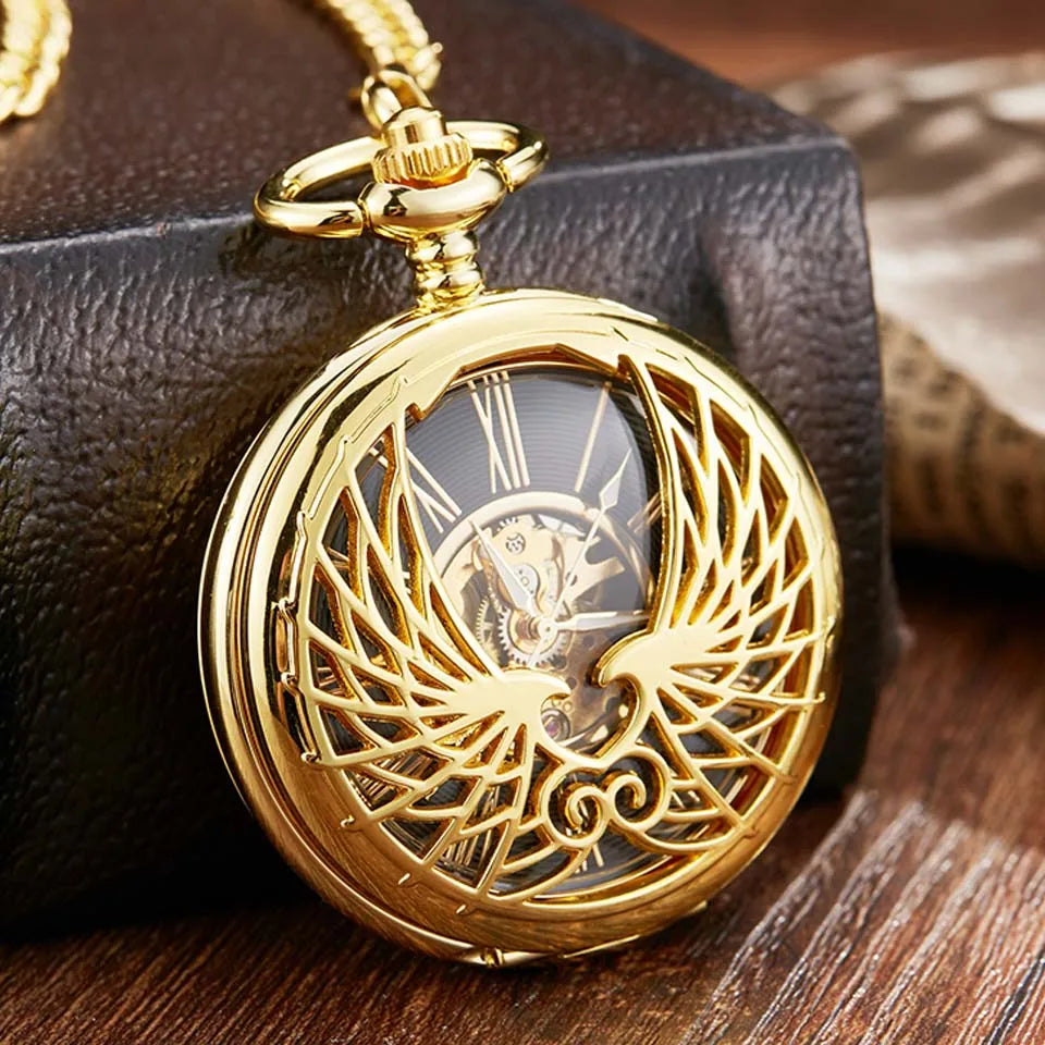 EAGLE Wings Mechanical Pocket Watch WITH Chain