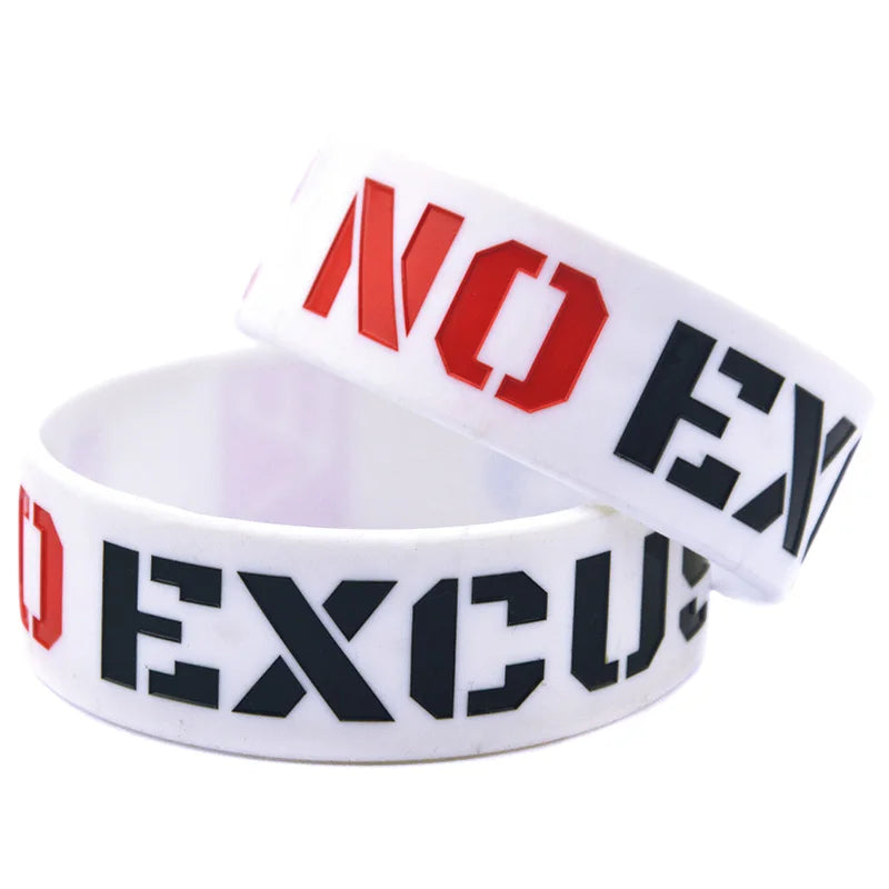 1 PC No Excuse Motivation Silicone Wristband 1 Inch Wide Adult Size