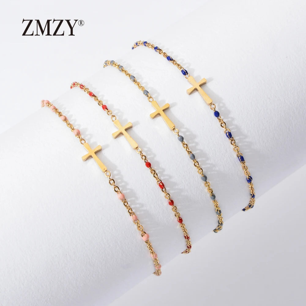 Stainless Steel Gold Color Cross Bracelet