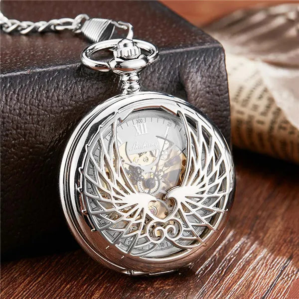 EAGLE Wings Mechanical Pocket Watch WITH Chain
