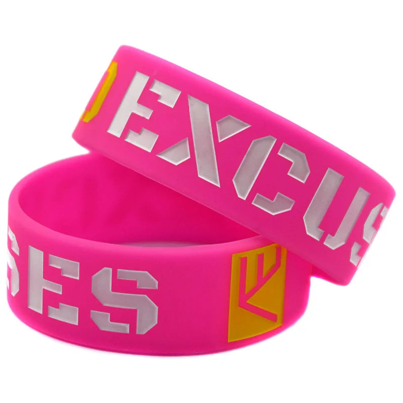 1 PC No Excuse Motivation Silicone Wristband 1 Inch Wide Adult Size