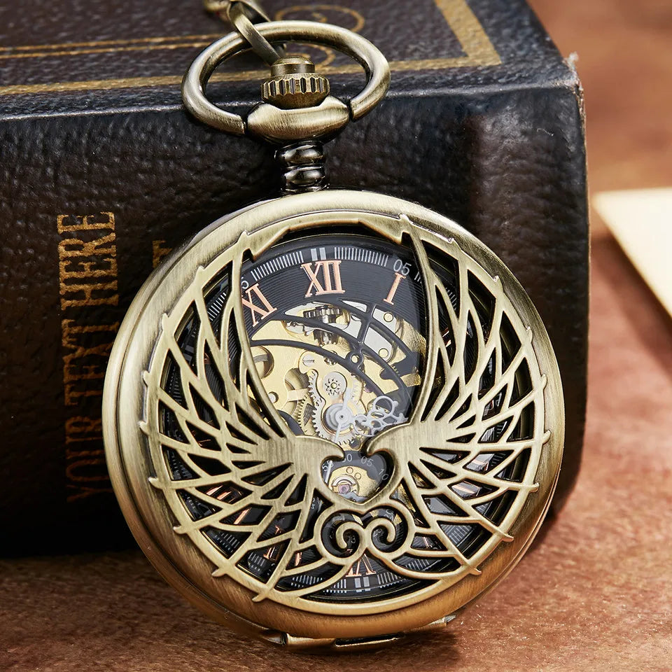 EAGLE Wings Mechanical Pocket Watch WITH Chain