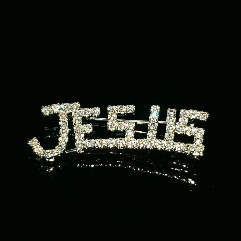 Crystal "Jesus" Lapel Pin Rhinestone