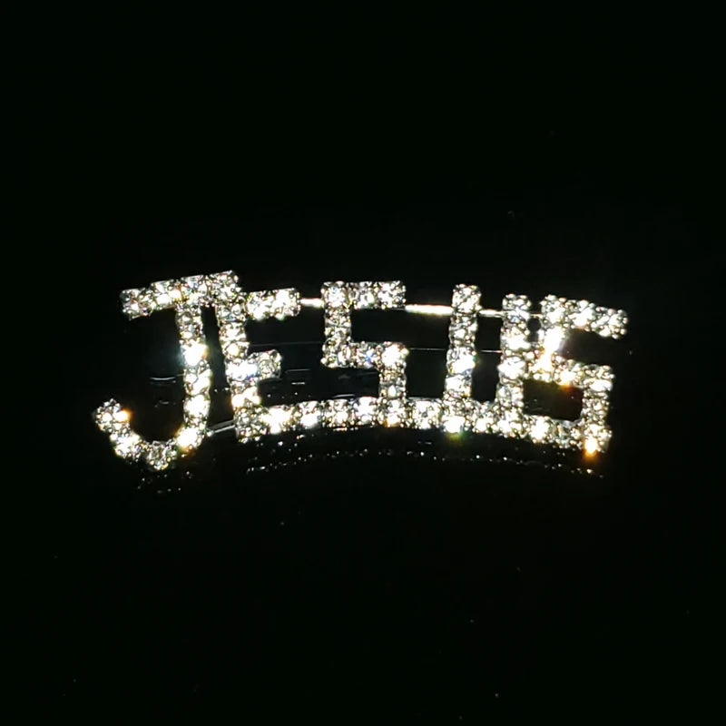 Crystal "Jesus" Lapel Pin Rhinestone