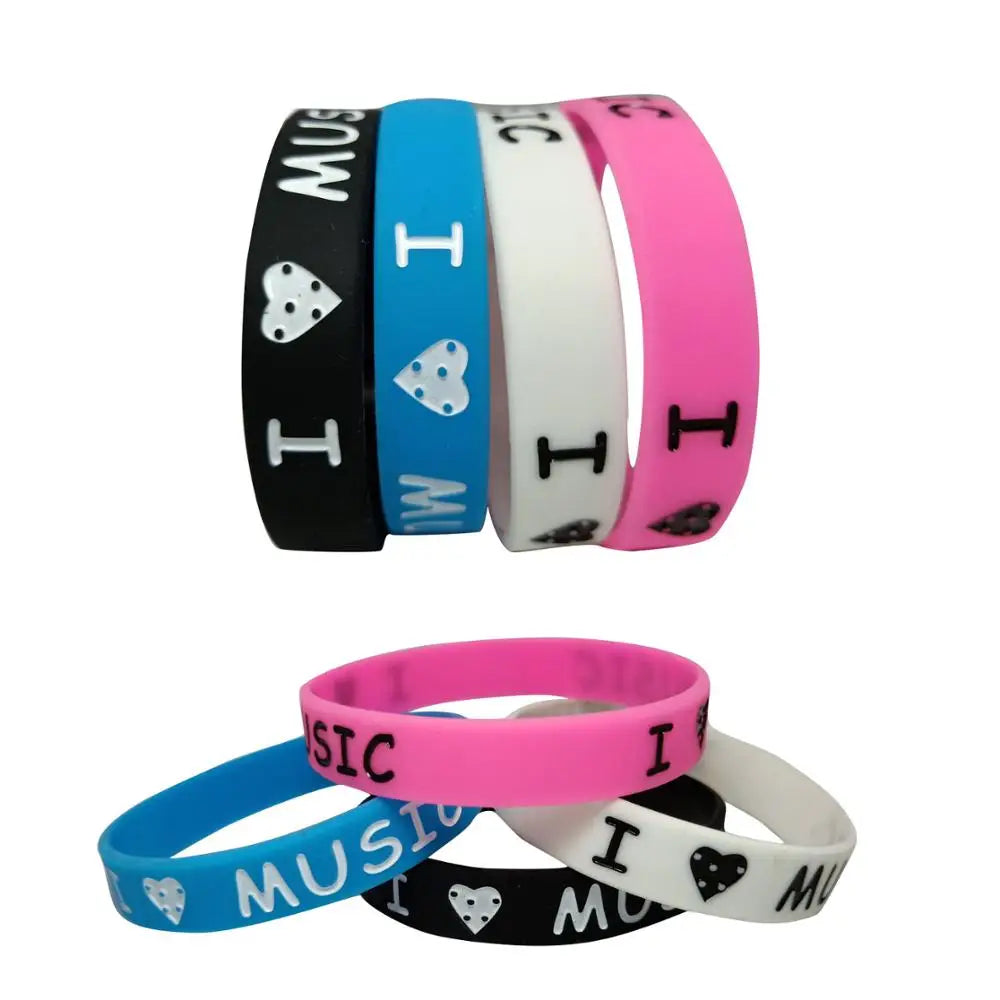 1PC  I Love Music Silicone Wristband