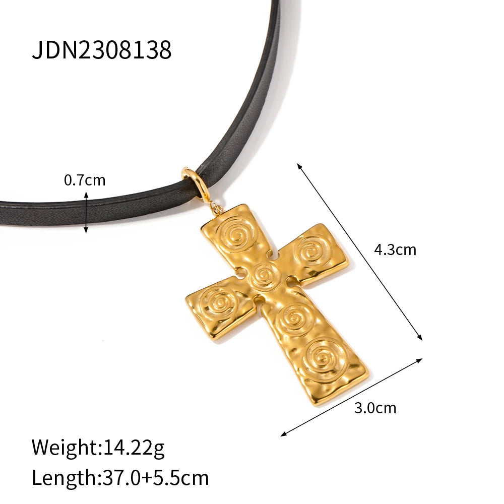 Stainless Steel 18K Gold Plated Trendy Cross NECKLACES AND EARRINGS