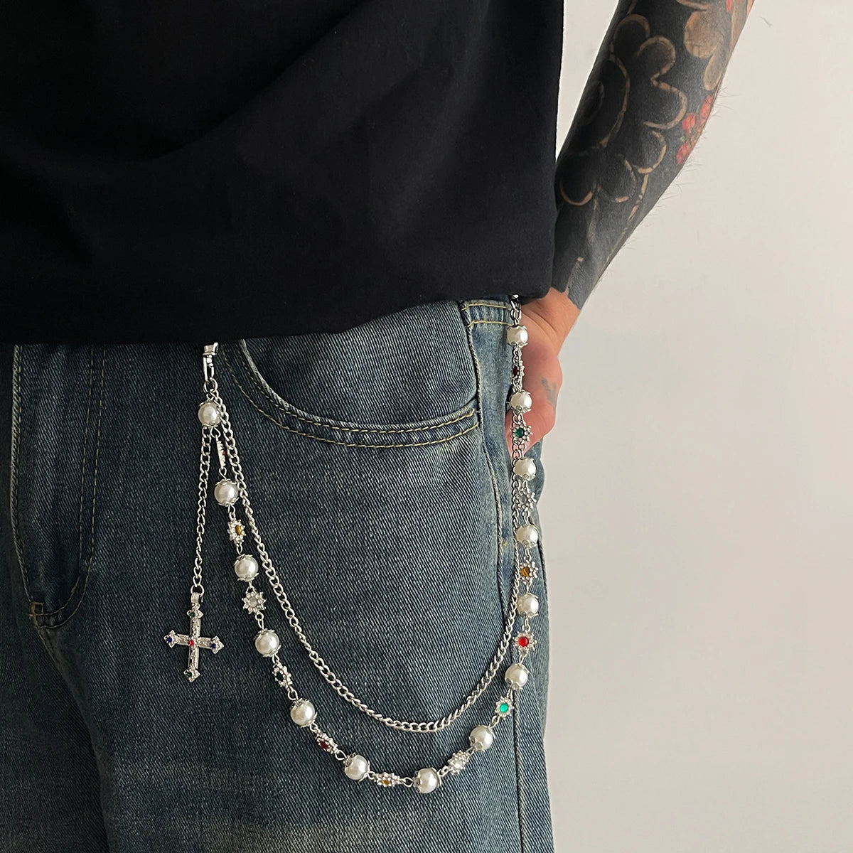 Punk Cross Jesus Pendant Keychain Belt