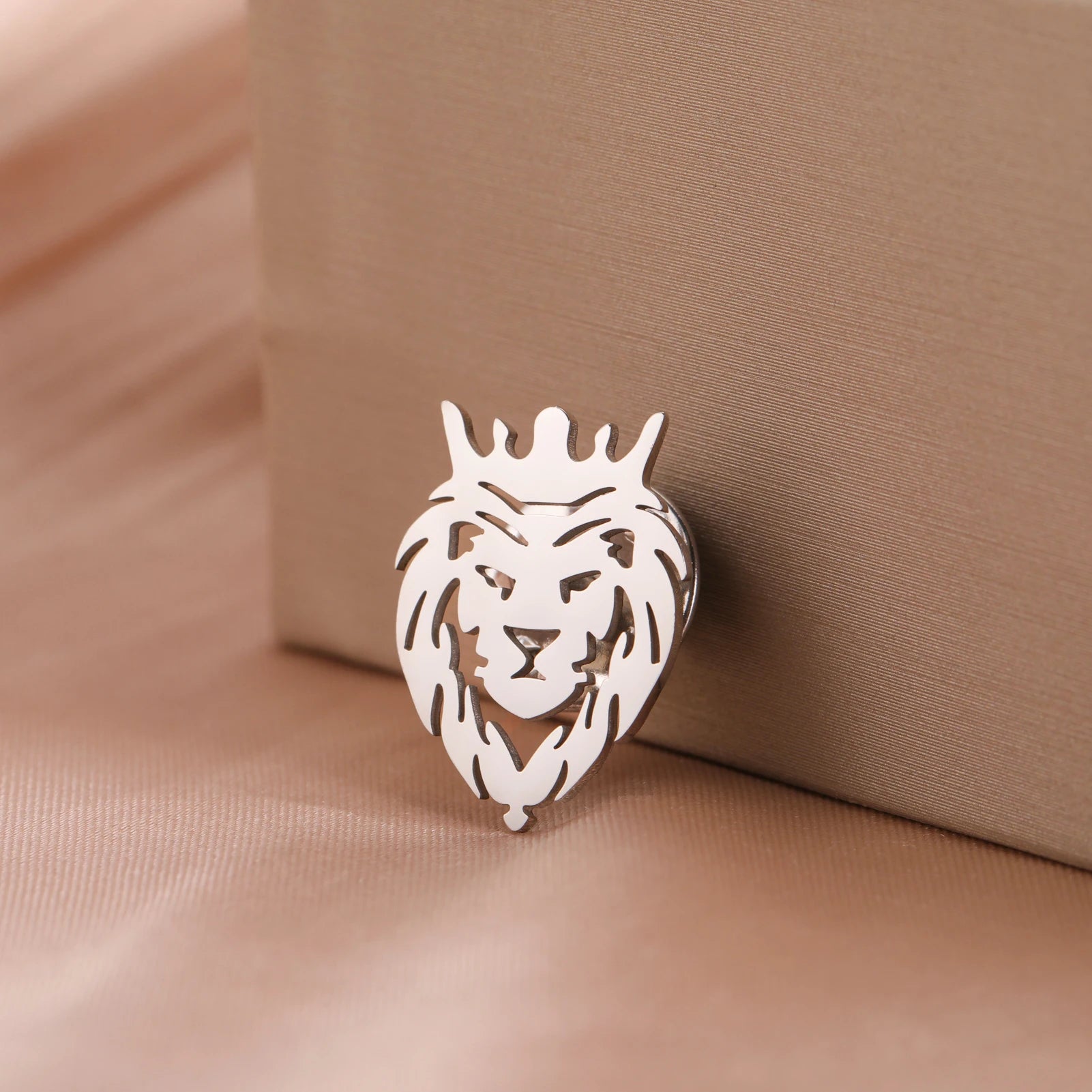 Crown Lion Pin Stainless Steel
