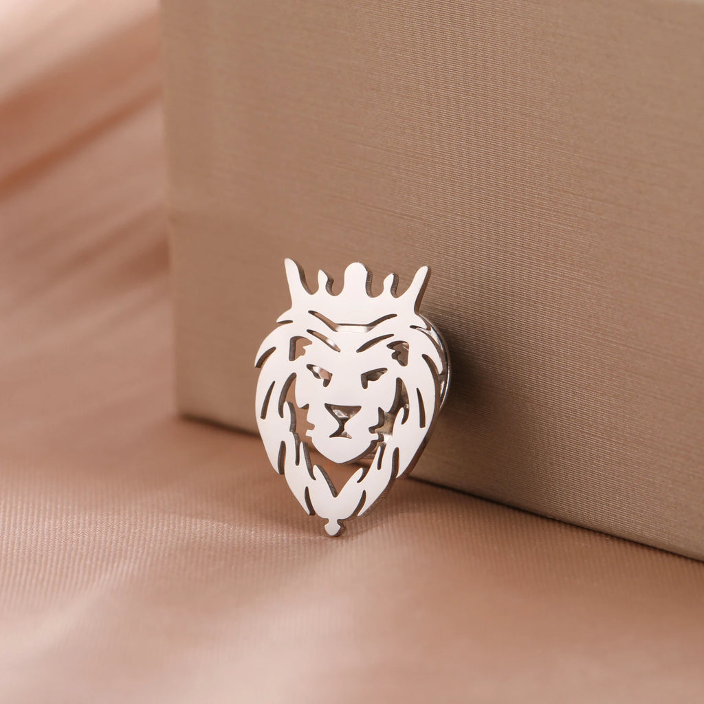 Crown Lion Pin Stainless Steel