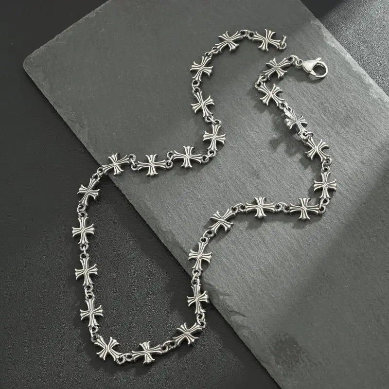 Silver Cross Patchwork Necklace