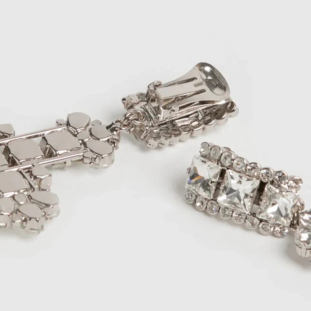 Water Drop Pendant Exaggerated Rhinestone Crystal Dangle Earrings